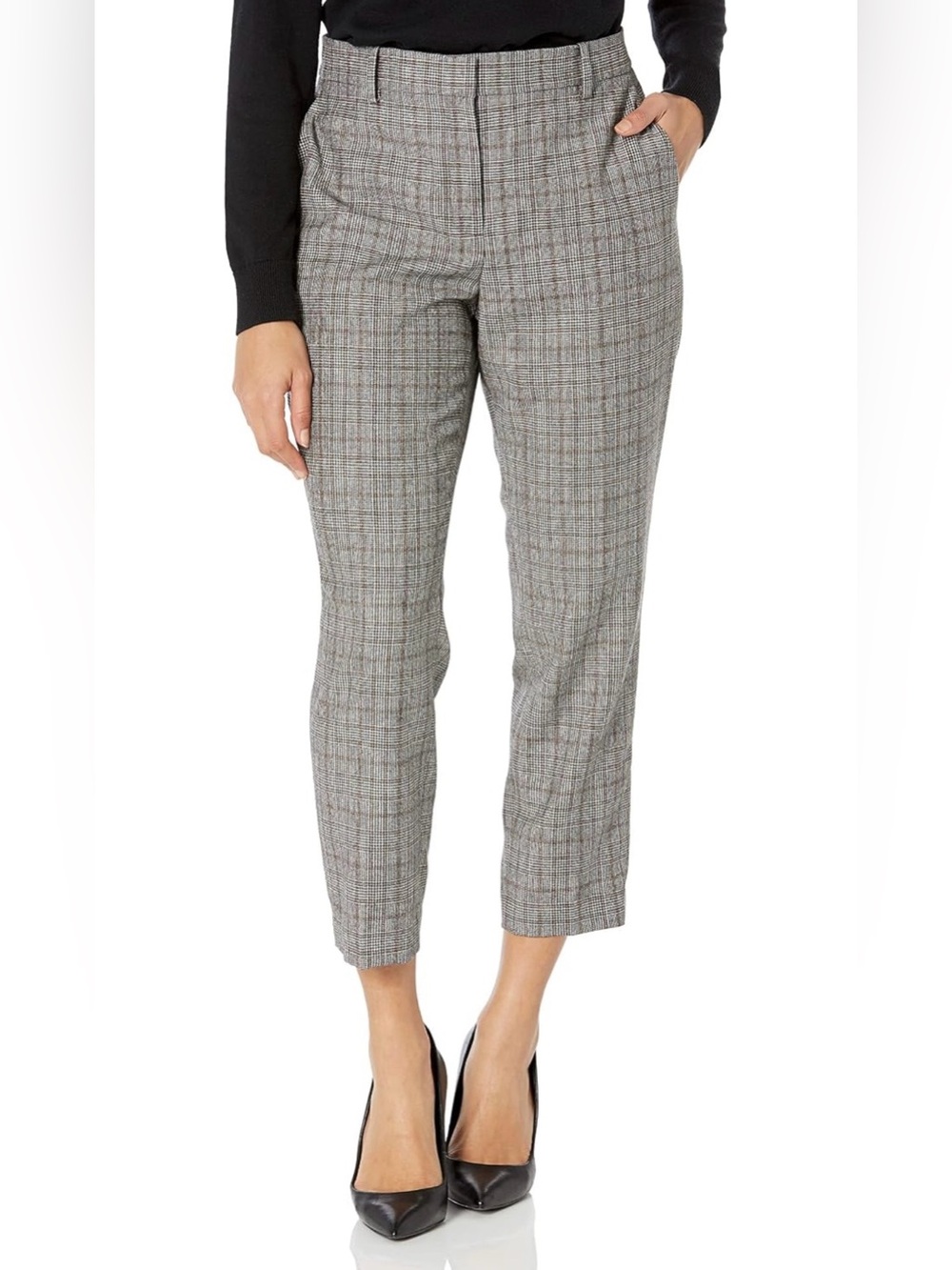 Theory Treeca Plaid Cropped Ankle Pants in Maple Flannel